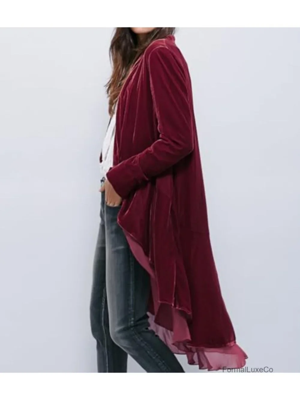Women's Velvet Long Sleeve Blazer Coat Casual Jacket Cardigan